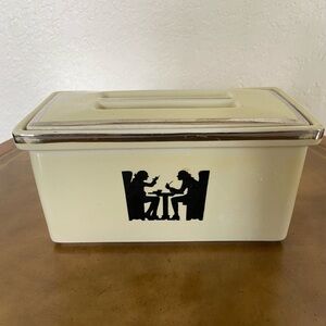 VINTAGE 1930'S HALL'S SUPERIOR TAVERN SILHOUETTE BUTTER DISH WITH COVER